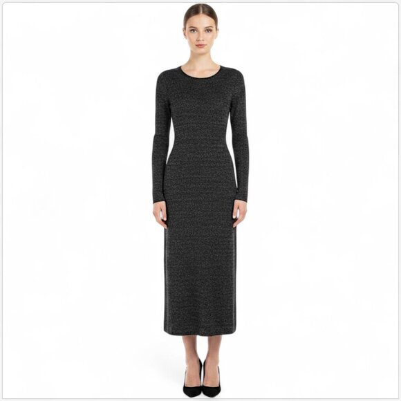 Peruvian Connection Charcoal Gray Marled Baby Alpaca Maxi Sweater Dress New L - Picture 1 of 6
